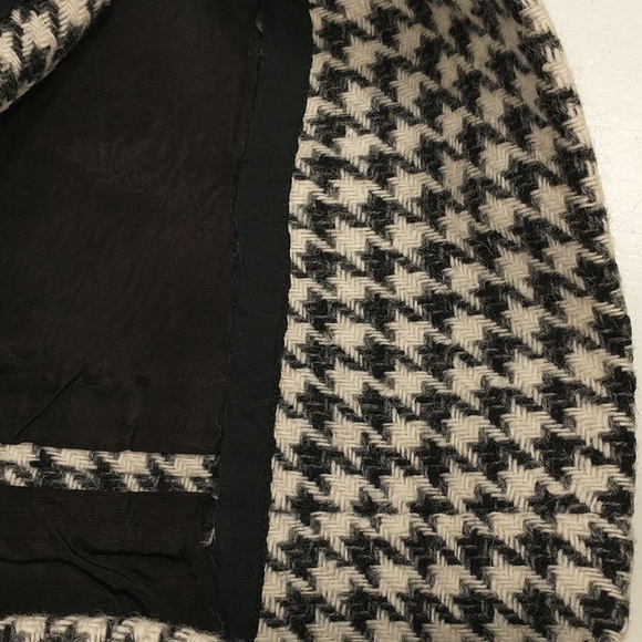 Vintage 60s Wool Dress Houndstooth Check Black & White Classy Midi SeeMeasure - Picture 11 of 16